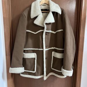 Vintage 70s Sears Western Wear Sherpa Peacoat XL